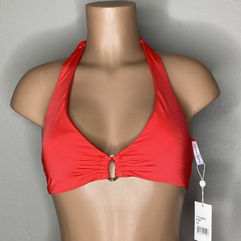 New. Trina Turk poppy red bikini top. Size 12. Retails &89